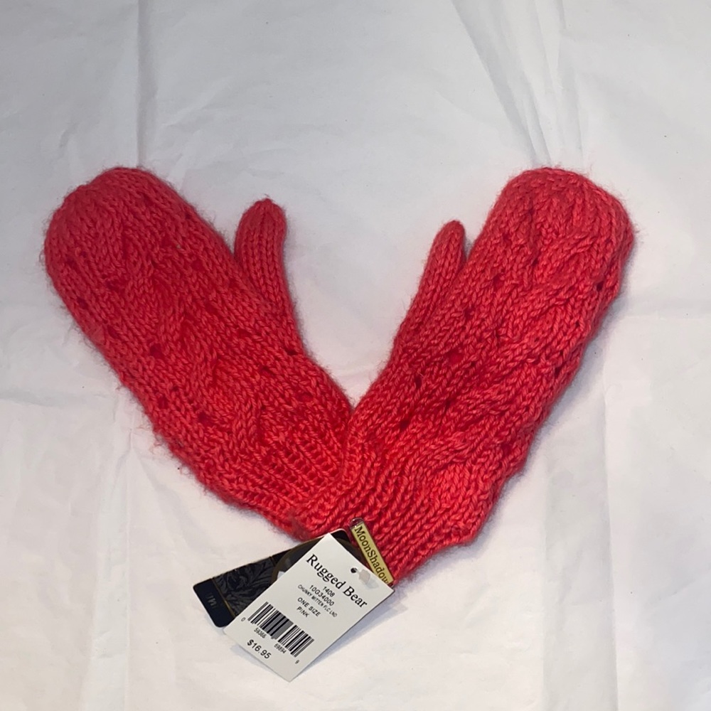 New Pink Knit Moon Shadow Mittens
